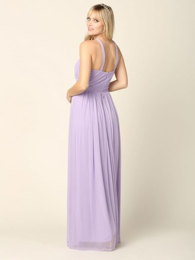 3206 Twisted Halter Neck Stretch Chiffon Bridesmaid Dress - Lilac, Alt View Medium