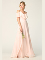 3263 Convertible Ruffle Top Off Shoulder Bridesmaid Dress - Blush, Front View Thumbnail