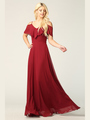 3263 Convertible Ruffle Top Off Shoulder Bridesmaid Dress - Burgundy, Front View Thumbnail