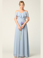 3263 Convertible Ruffle Top Off Shoulder Bridesmaid Dress - Dusty Blue, Front View Thumbnail