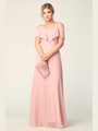 3263 Convertible Ruffle Top Off Shoulder Bridesmaid Dress - Dusty Rose, Front View Thumbnail