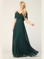 3263 Convertible Ruffle Top Off Shoulder Bridesmaid Dress - Hunter Green, Front View Thumbnail