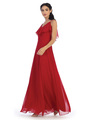 3263 Convertible Ruffle Top Off Shoulder Bridesmaid Dress - Red, Alt View Thumbnail