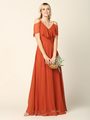 3263 Convertible Ruffle Top Off Shoulder Bridesmaid Dress - Rust, Back View Thumbnail