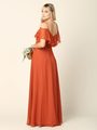 3263 Convertible Ruffle Top Off Shoulder Bridesmaid Dress - Rust, Alt View Thumbnail