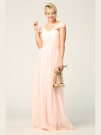 3314 Convertible Tulle Bridesmaid Dress - Blush, Front View Medium