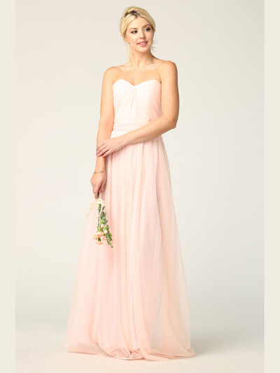 3314 Convertible Tulle Bridesmaid Dress - Blush, Alt View Medium