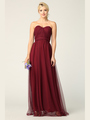 3314 Convertible Tulle Bridesmaid Dress - Burgundy, Front View Thumbnail