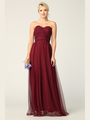 3314 Convertible Tulle Bridesmaid Dress - Burgundy, Front View Thumbnail