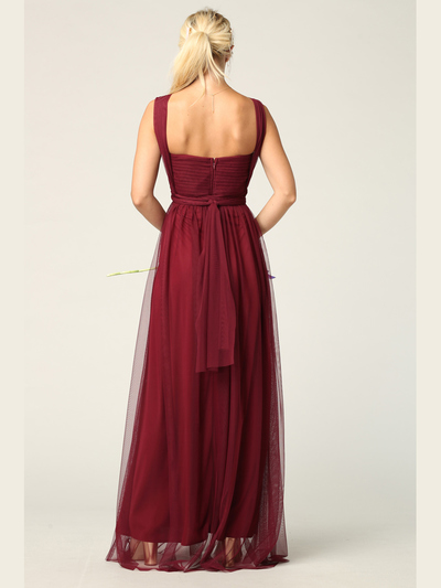 3314 Convertible Tulle Bridesmaid Dress - Burgundy, Alt View Medium