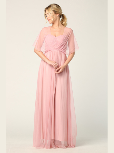 3314 Convertible Tulle Bridesmaid Dress - Dusty Rose, Alt View Medium