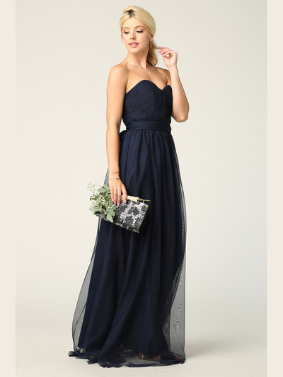 3314 Convertible Tulle Bridesmaid Dress - Navy, Back View Medium