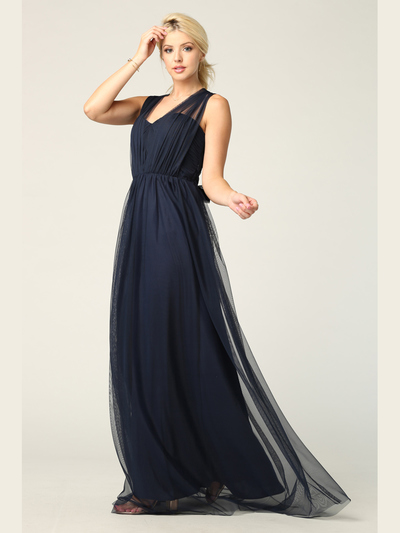 3314 Convertible Tulle Bridesmaid Dress - Navy, Front View Medium