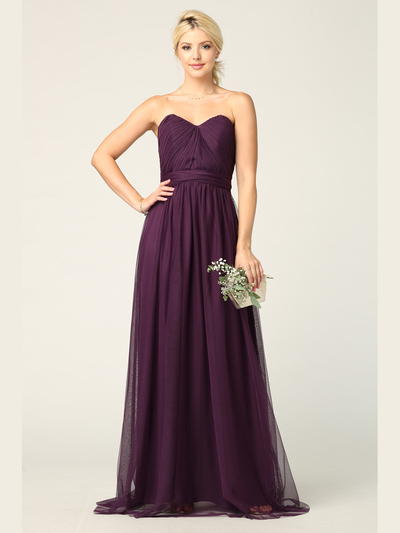 3314 Convertible Tulle Bridesmaid Dress - Purple, Front View Medium