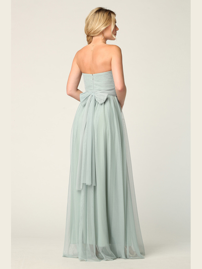3314 Convertible Tulle Bridesmaid Dress - Sage, Back View Medium