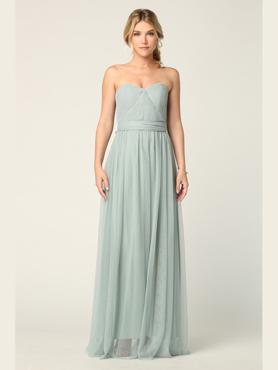 3314 Convertible Tulle Bridesmaid Dress - Sage, Front View Medium