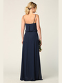 3318 Spaghetti Strap Blouson Top Bridesmaid Dress - Navy, Back View Thumbnail