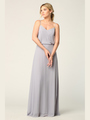 3318 Spaghetti Strap Blouson Top Bridesmaid Dress - Silver, Front View Thumbnail