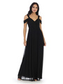 3321 Empire Waist Off Shoulder Evening Dress - Black, Front View Thumbnail