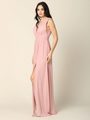 3329 V-neck Front And Back Long Evening Dress - Dusty Rose, Front View Thumbnail