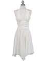 3329 Ivory Halter Top Chiffon Cocktail Dress - Ivory, Front View Thumbnail