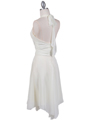 3329 Ivory Halter Top Chiffon Cocktail Dress - Ivory, Back View Thumbnail