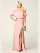 3333 Blouson Top With Cold Shoulder Evening Dress, Dusty Rose