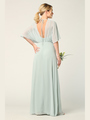 3338 Draped Sleeve Chiffon Evening Dress - Sage, Alt View Thumbnail