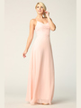 3341 Chiffon Evening Dress With Convertible Shoulder Straps - Blush, Front View Thumbnail