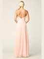 3341 Chiffon Evening Dress With Convertible Shoulder Straps - Blush, Back View Thumbnail