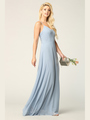 3341 Chiffon Evening Dress With Convertible Shoulder Straps - Dusty Blue, Front View Thumbnail
