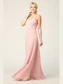3341 Chiffon Evening Dress With Convertible Shoulder Straps - Dusty Rose, Front View Thumbnail