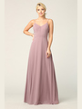 3341 Chiffon Evening Dress With Convertible Shoulder Straps - Mauve, Back View Thumbnail