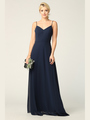 3341 Chiffon Evening Dress With Convertible Shoulder Straps - Navy, Front View Thumbnail