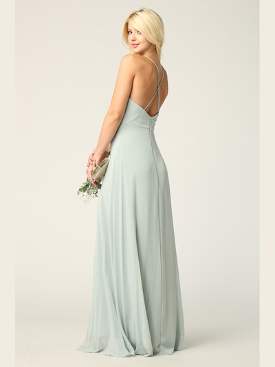 3341 Chiffon Evening Dress With Convertible Shoulder Straps - Sage, Alt View Medium