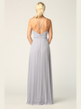 3341 Chiffon Evening Dress With Convertible Shoulder Straps - Silver, Back View Thumbnail
