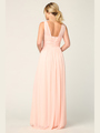 3342 Sleeveless V-Neck Empire Waist Evening Dress with Slit - Blush, Back View Thumbnail