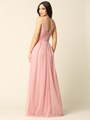 3344 Long Tulle Sleeveless Empire Waist Evening Dress - Dusty Rose, Alt View Thumbnail