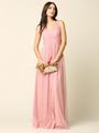 3344 Long Tulle Sleeveless Empire Waist Evening Dress - Dusty Rose, Alt View Thumbnail