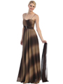 3364 Glittering Two-tone Evening Dress - Brown, Front View Thumbnail