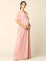 3391 Empire Waist Evening Dress with Tie String Back - Dusty Rose, Front View Thumbnail