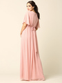 3391 Empire Waist Evening Dress with Tie String Back - Dusty Rose, Back View Thumbnail