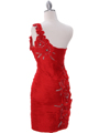 35053C Red One Shoulder Flora Evening Dress by Terani - Red, Back View Thumbnail