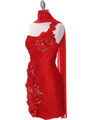 35053C Red One Shoulder Flora Evening Dress by Terani - Red, Alt View Thumbnail
