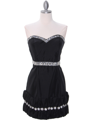 35062C Black Cocktail Dress with Rhinestone Trim by Terani, Black