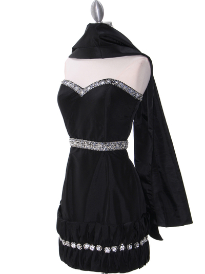 35062C Black Cocktail Dress with Rhinestone Trim by Terani - Black, Alt View Medium
