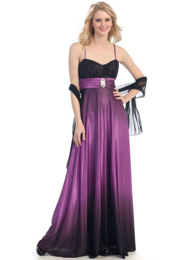 3560 Two Tone Sweetheart Evening Dress - Purple Black, Front View Medium
