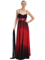 3560 Two Tone Sweetheart Evening Dress - Magenta Black, Front View Thumbnail