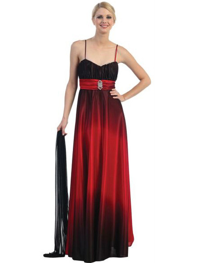 3560 Two Tone Sweetheart Evening Dress - Magenta Black, Front View Medium
