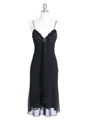 3574 Black Pleated Satin Top Dress - Black, Front View Thumbnail